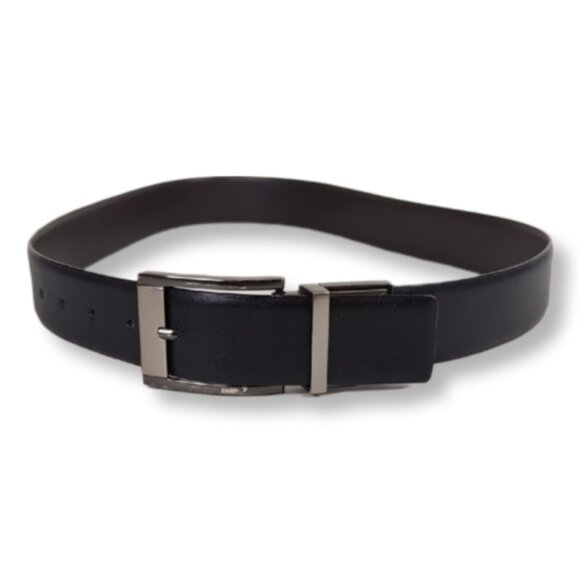 Calvin Klein Faux Leather Belt 3" Wide Mens Size 34 Black - Picture 1 of 8